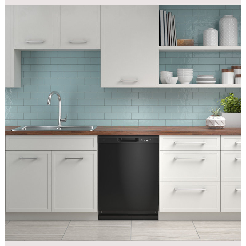 24" 60 dBA Built In Button Control Dishwasher, Black