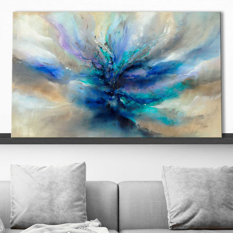 Océan scintillant II - Peinture, Toile tendue, H 18 po x l 30 po x P 1 po