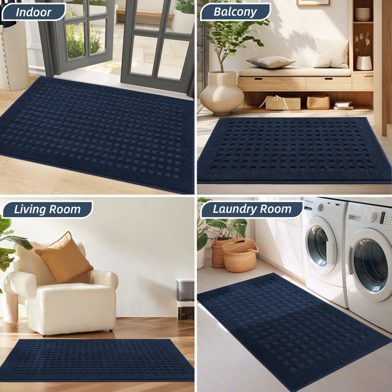 Waffle Door Mats Indoor，Super Absorbent Machine Washable Doormat with Non-Slip Backing for Wet Shoes and Dirty Paws