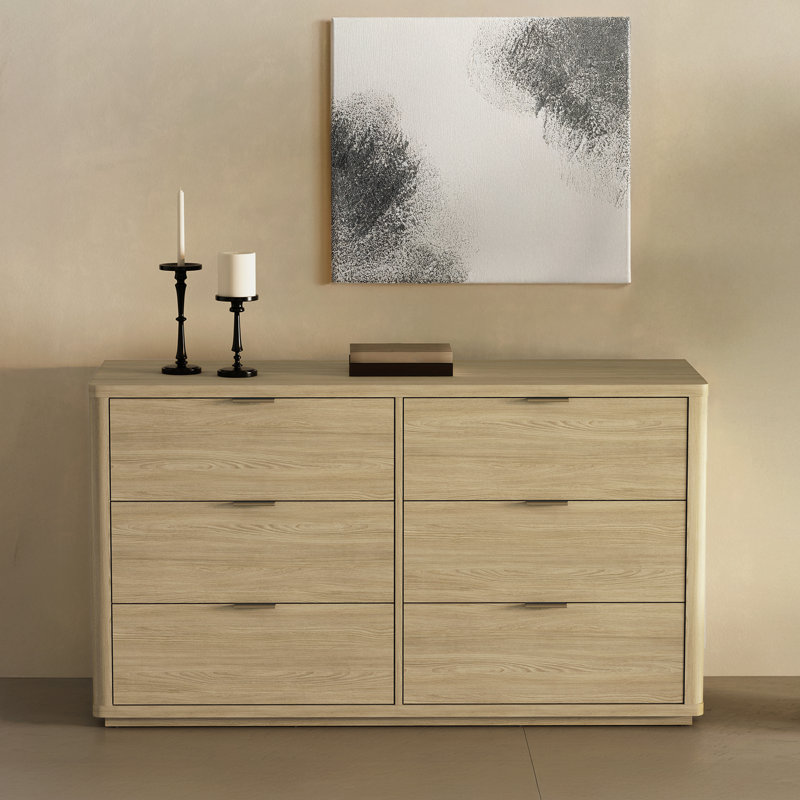 Commode double 6 tiroirs Evelyn, Naturel