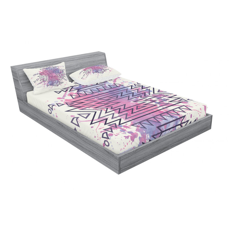 Microfiber Abstract Sheet Set, Full/Double Sheet Set with Fitted Sheet