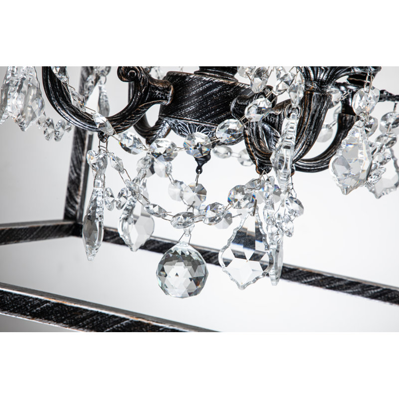 Lustre lanterne de foyer moderne en cristal 4 lumières Alena, Noir
