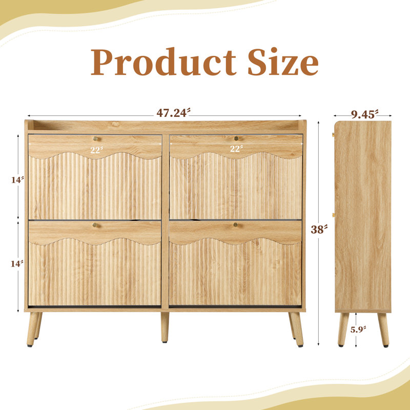 16 Pair Shoe Storage Cabinet, Yellow