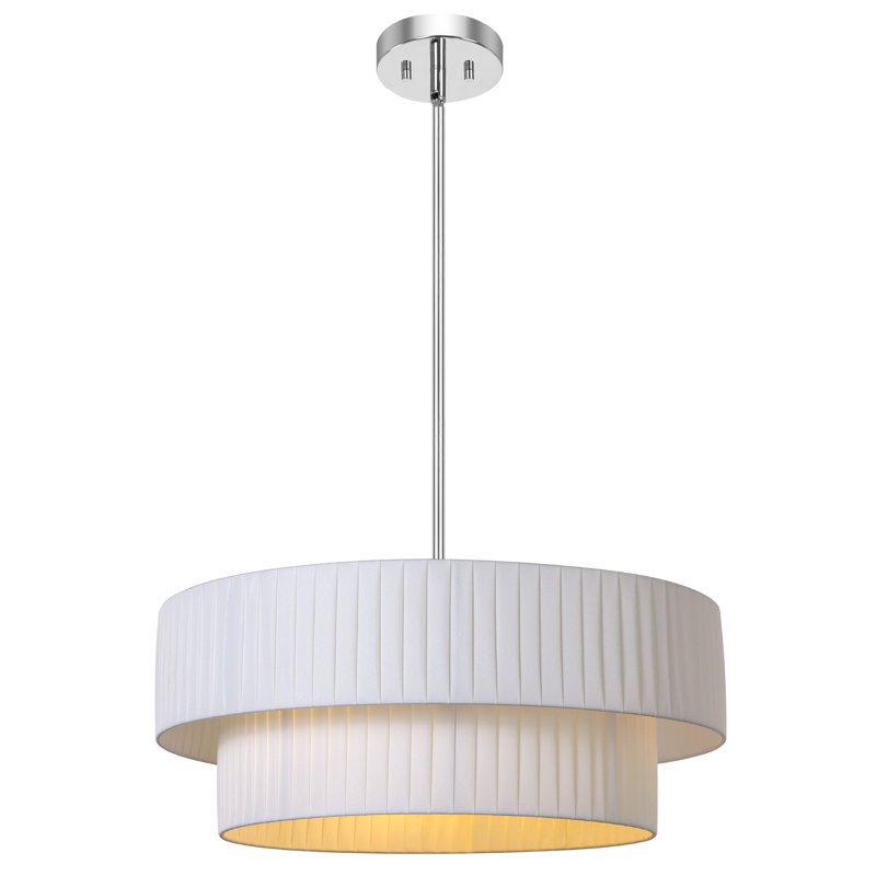 Reihan 3 - Light Dimmable Drum Chandelier, Chrome, 7.4" H x 19.6" W x 19.6" D