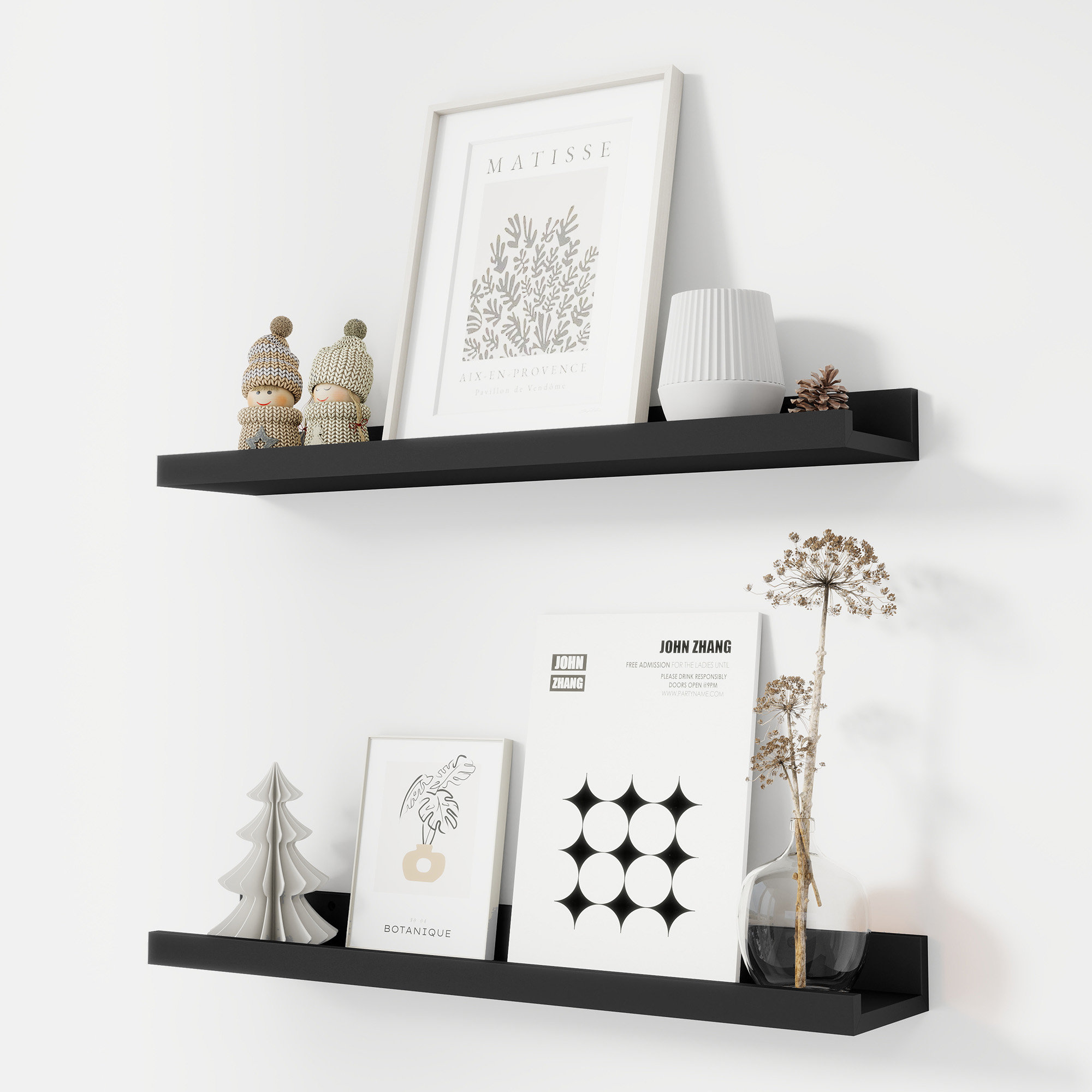 Darlicia 2 Piece Picture Ledge Shelf Black- Wayfair