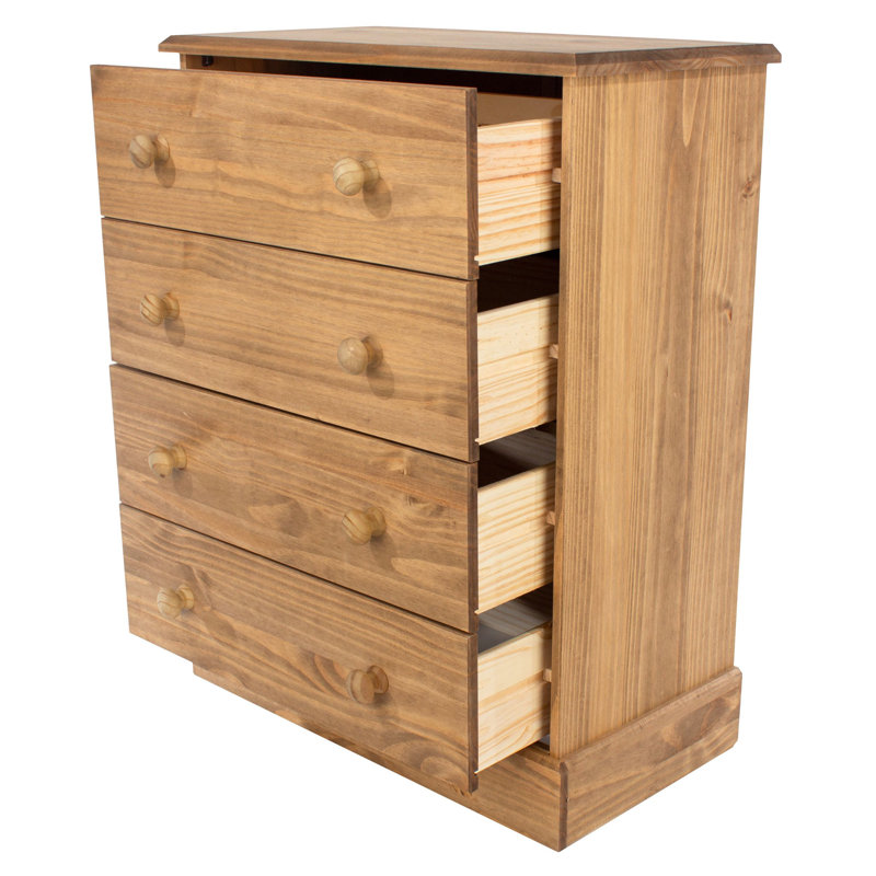 Pursley 4 Drawer Solid Wood Chest of Drawers, Country Farmhouse Design