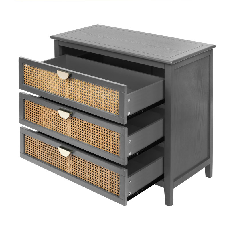 Meuble de bureau à 3 tiroirs, gris naturel, améliore l'efficacité au travail, décoration intérieure.