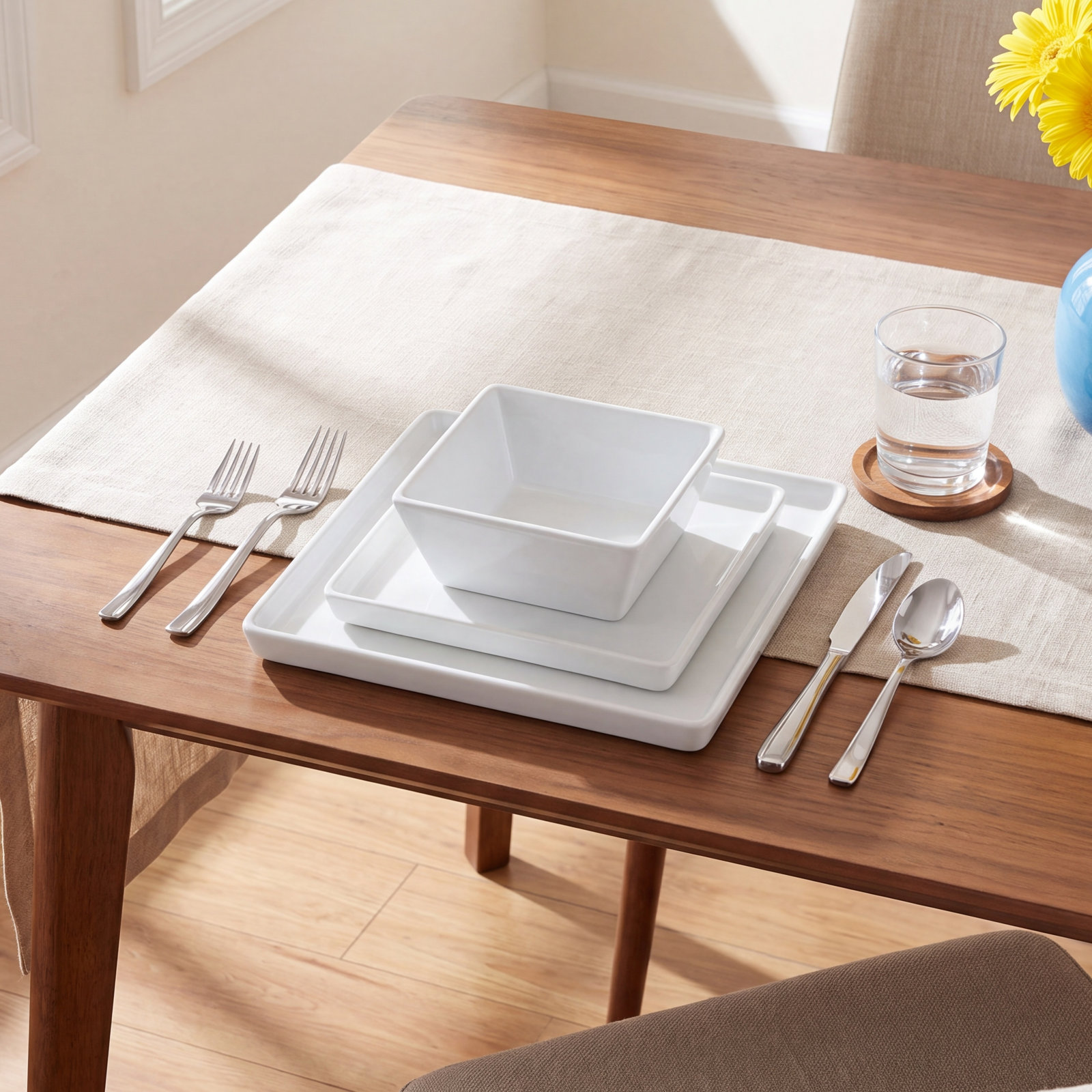 Grace Stoneware Dinnerware Set, White