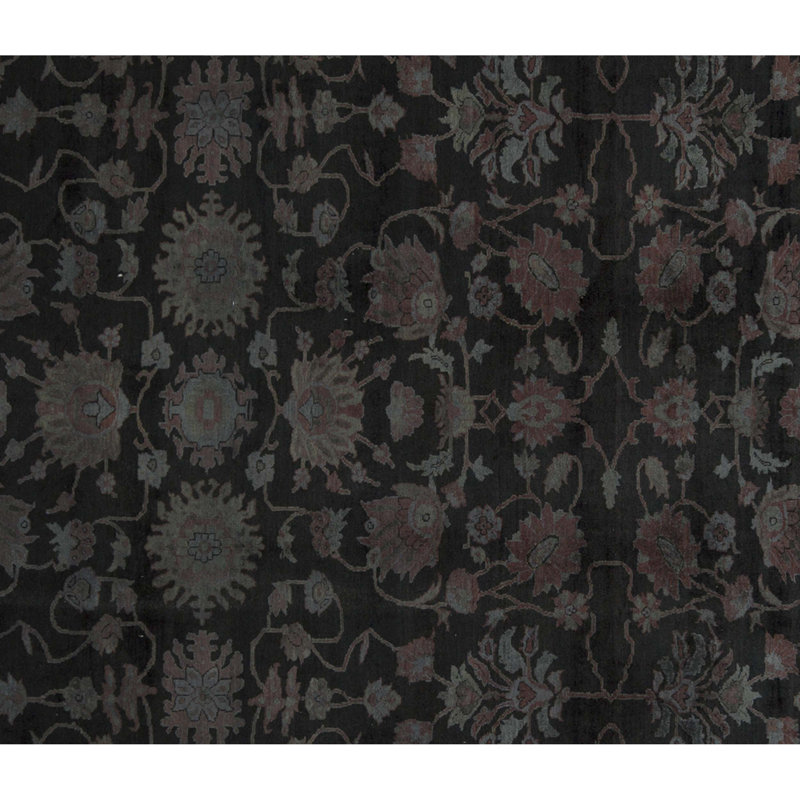 Tapis noir noué à la main de haute qualité
