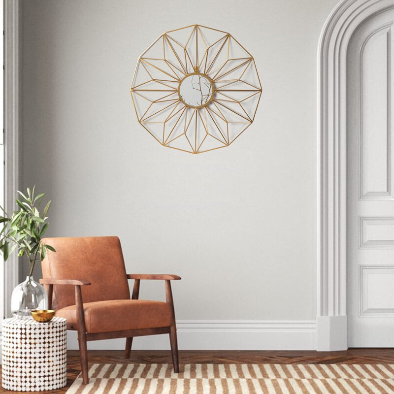 Metal Flat Wall Mirror, Gold