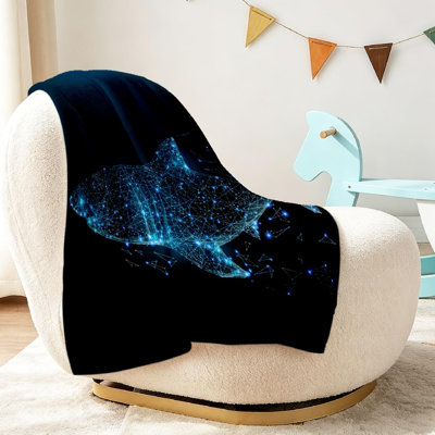 Jeté en molleton noir ultra doux en flanelle, imprimé abstrait Shark Starry