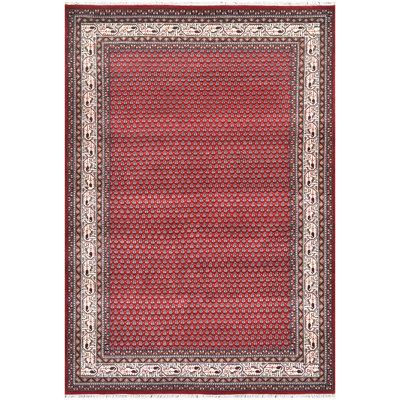 Hand Knotted Wool Oriental Area Rug in Red/Cream/Brown