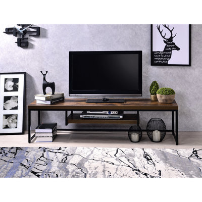 Meuble télé 50 pouces en chêne vieilli et métal noir pour téléviseurs modernes 4K