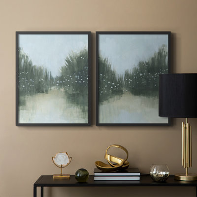 «Marsh Morning Fog I», reproduction encadrée de qualité supérieure - prête à être accrochée - aucun clou requis - aucun clou requis