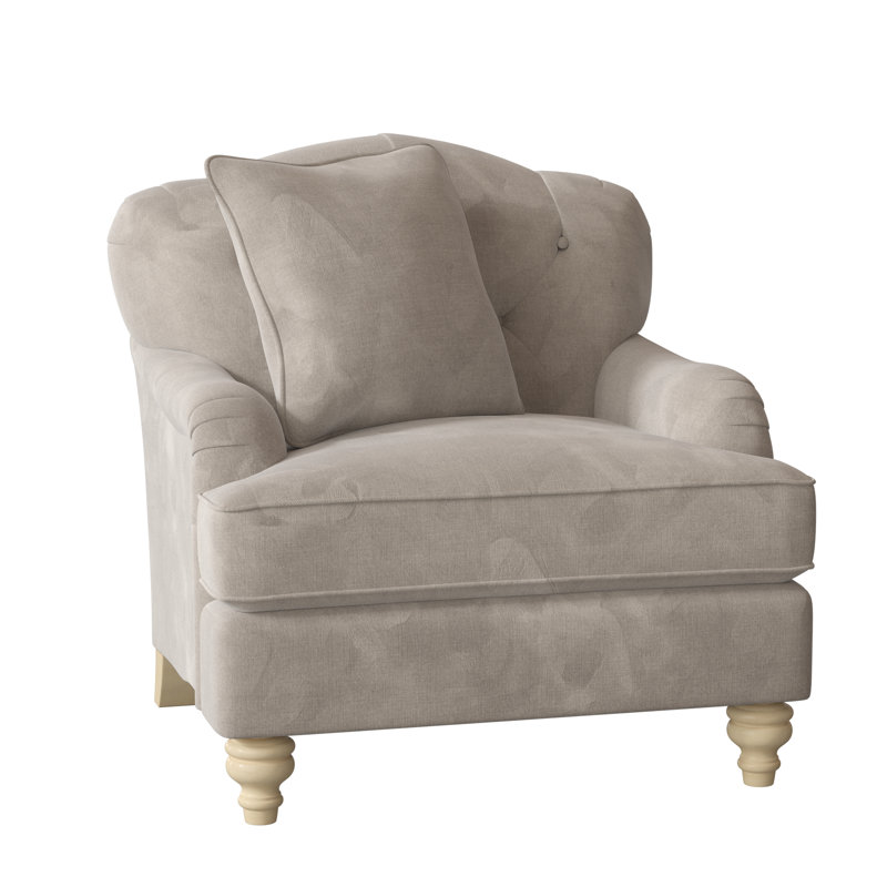 Fauteuil large capitonné 38 po Sullivan, Velours performance beige 10 tweets, Manhattan, Non