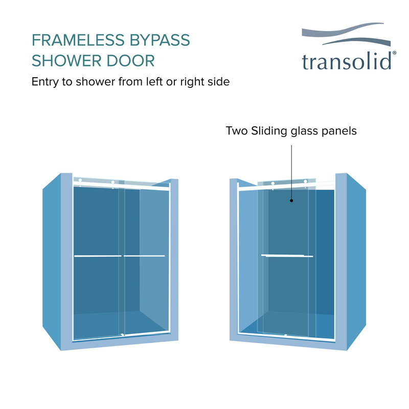 Brianna 48" x 80" Sliding Frameless Shower Door in Polished Chrome with Frosted Glass