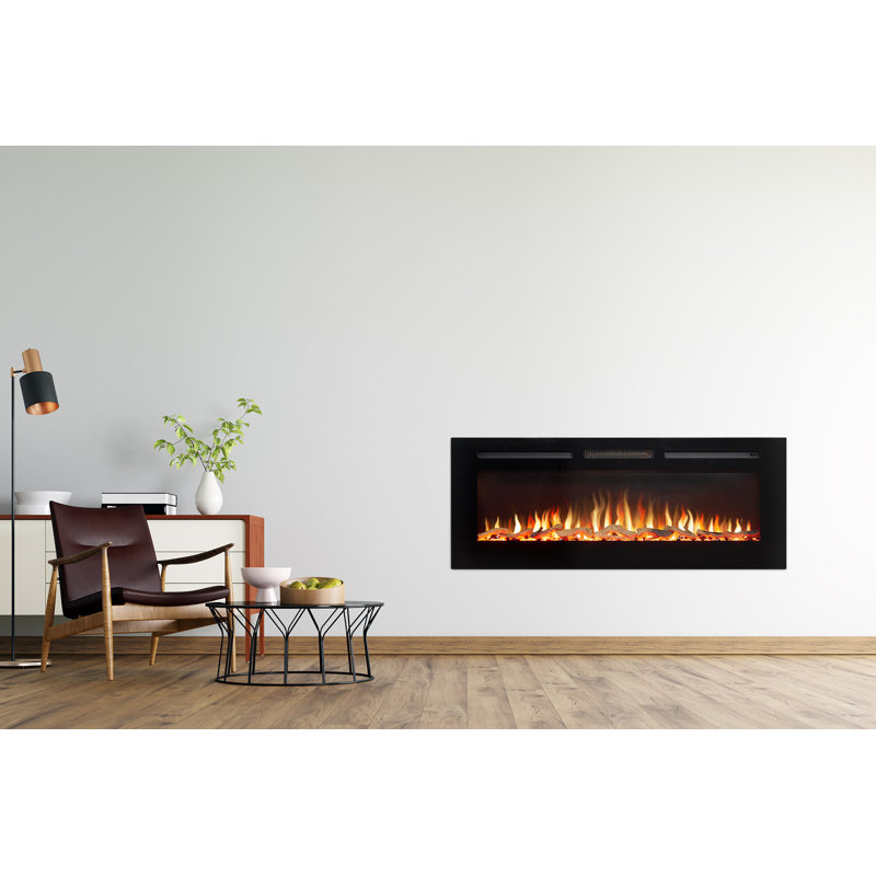 Orlando Adam Black Electric Fireplace Insert, 50" H x 127" W x 12" D