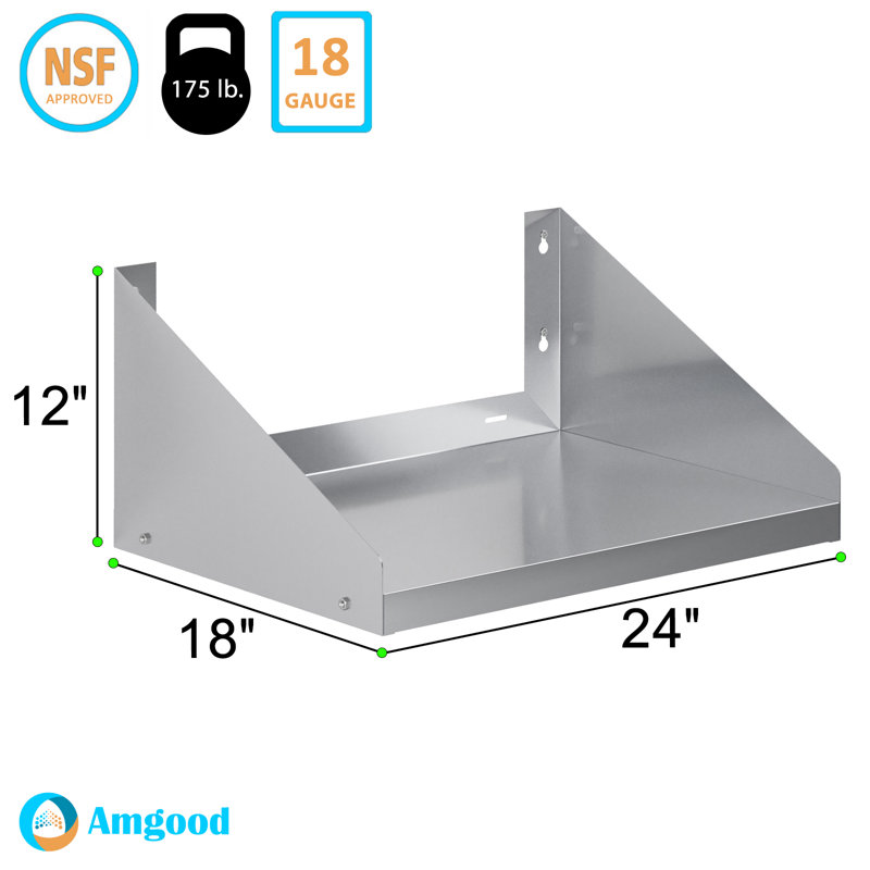 18 in. x 24 in. Stainless Steel Wall Shelf With Side Guards