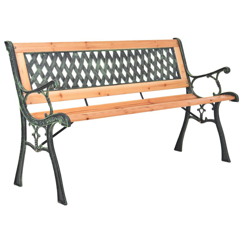 Wooden Garden Bench, 73cm H x 116cm W x 52.5cm D, Brown/Black
