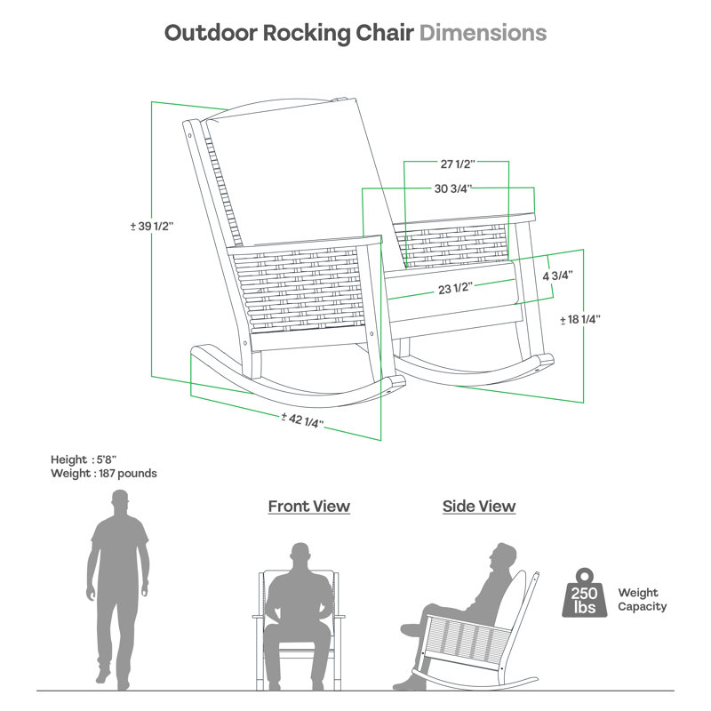 Chaise berçante d'extérieur en teck DecAT avec coussins