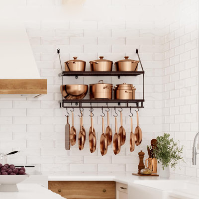 Copper Wall Mounted Pot Hanger Mint Pantry® Oil Copper Pot Rack