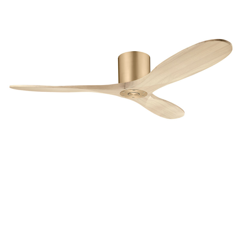 Ventilateur de plafond Maverick Smart Hugger, Chêne blanc délavé, Burnished Brass, 52 po de largeur