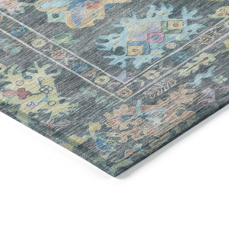 Tapis intérieur / extérieur lavable à la machine Kaczor ACN2234 Global, Rectangulaire 3 pi x 5 pi