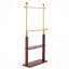 Cintre en acier inoxydable, portemanteau en bois massif de couleur noyer double, conception de 68,9 po de hauteur avec cloison en bois massif (une armoire pour plusieurs utilisations)