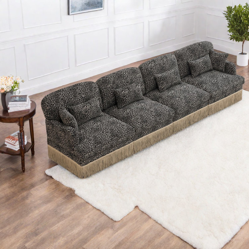 Grand canapé modulaire modulaire en chenille Leopard