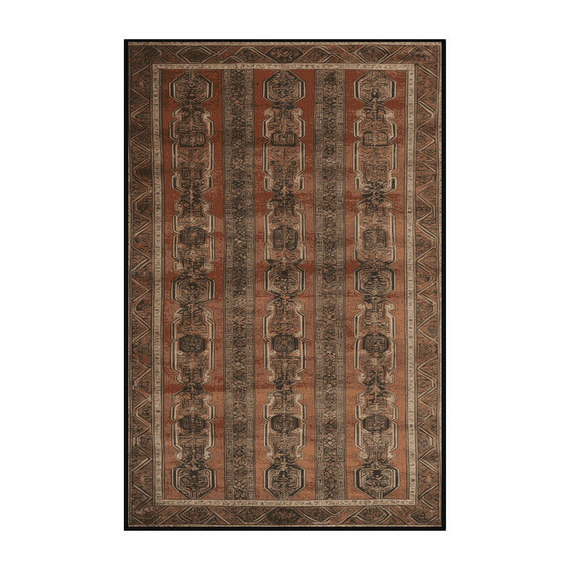 Tapis art déco brun lavable à la machine, Tapis de couloir 2 pi x 4 pi