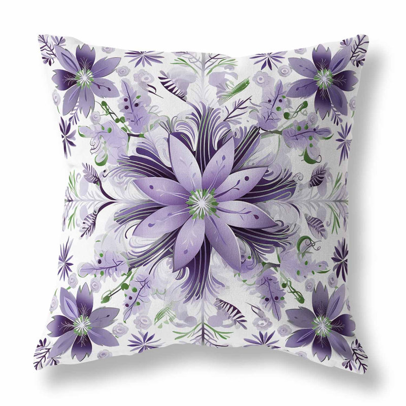 Snowy Crest Reversible Throw Pillow, 16"H x 16"W, White/Purple