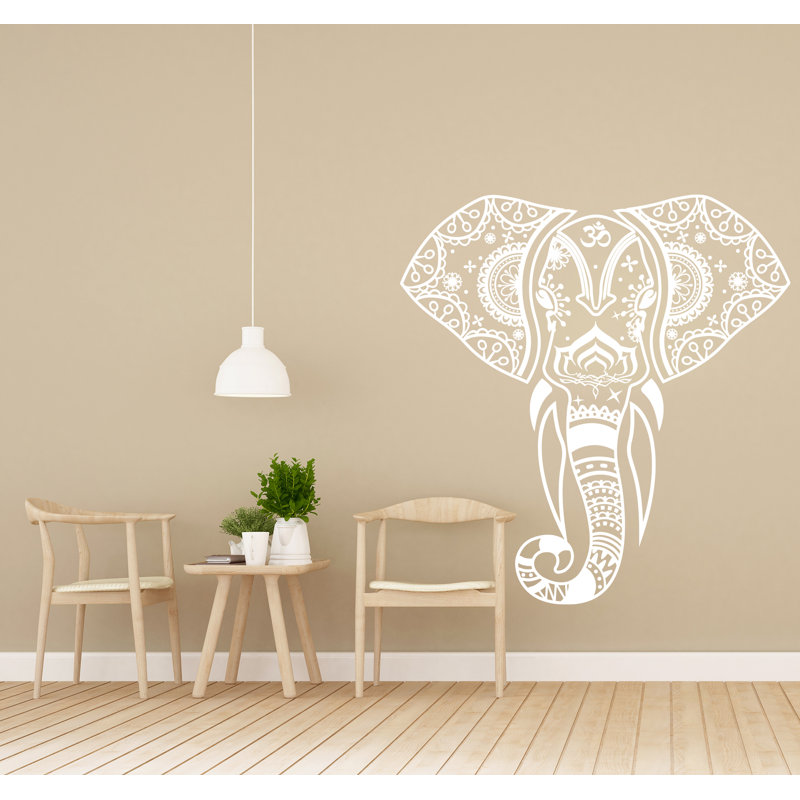 Adhésif décoratif éléphant, H 36 po x l 38 po, Blanc