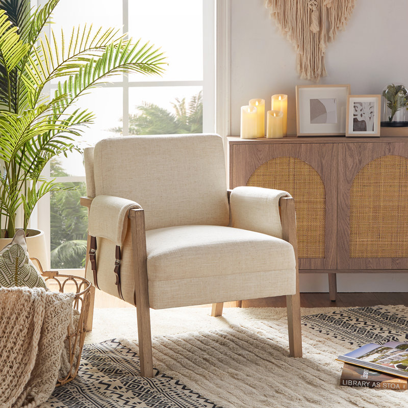 Asraa 26.8'' Wide Armchair, Ivory 100% Polyester