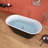 Bathtubs 55'' x 27.5'' Freestanding Soaking Acrylic Bathtub in Glossy Black Contemporary Bathroom Stand Alone Tub