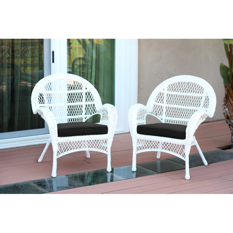 Maltby Wicker Outdoor Lounge Chair, Black, White