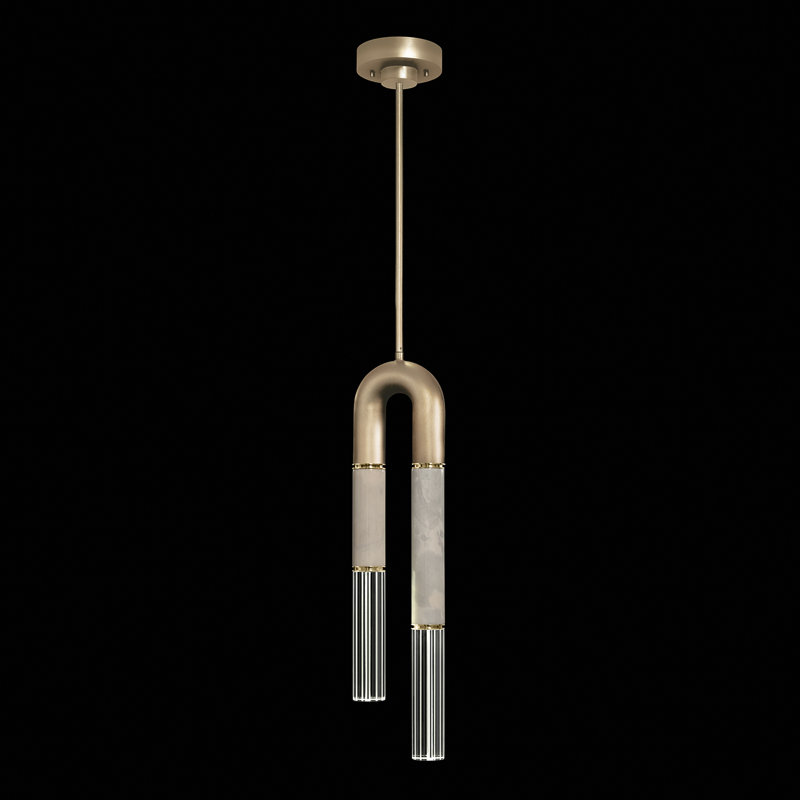 Luminaire suspendu rond 7 po Antonia, Gold Leaf/Brass/Smoke