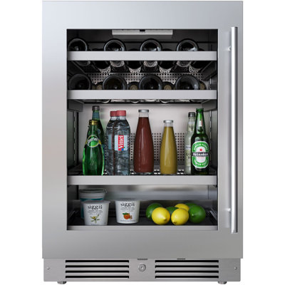 24 Inch Wide 16 Bottle and 70 Can Capacity Beverage Cooler with Alternating (Blue, White, Amber) LED lighting, Door Alarm, Touch Control Panel and Loc on Fridge.com