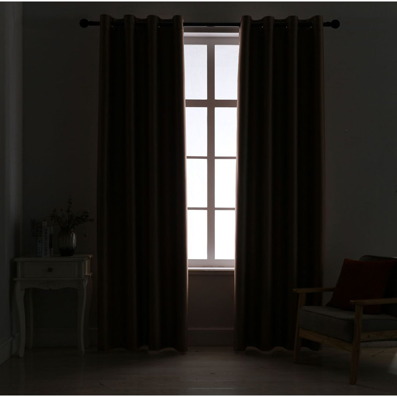 Rideau simple obscurcissant avec œillets Grommet, Brun, L 52 po x L 72 po