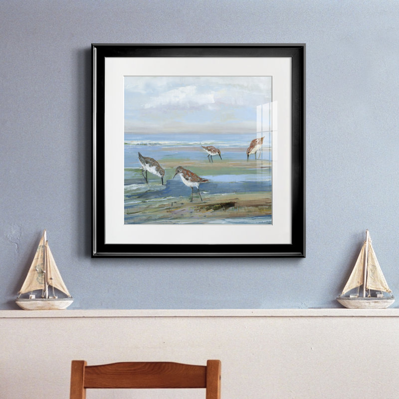 Seabird Beach III - peinture encadrée, H 17,5 po x l 17,5 po x P 1,5 po, Toile avec cadre noir