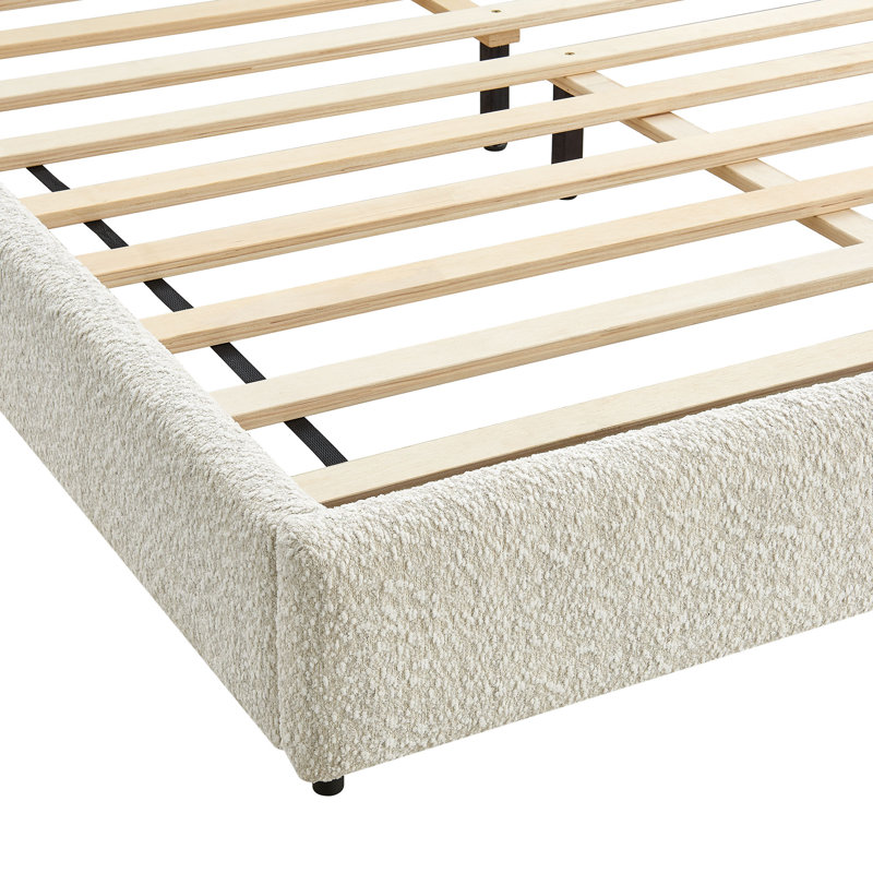 Seluna Boucle Queen Platform Bed, Pearl