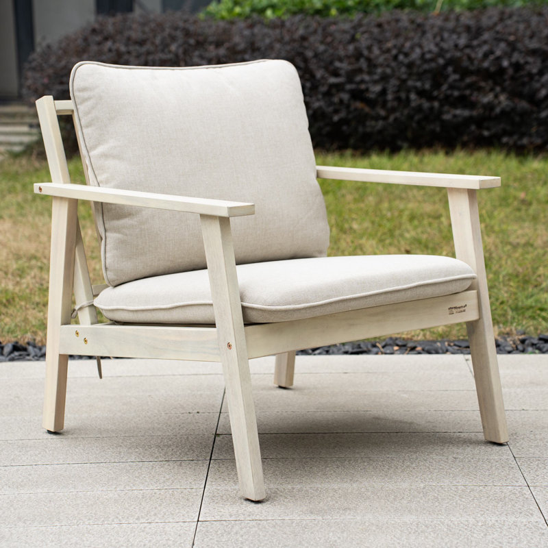 Baryn Acacia Outdoor Lounge Chair With Cushions