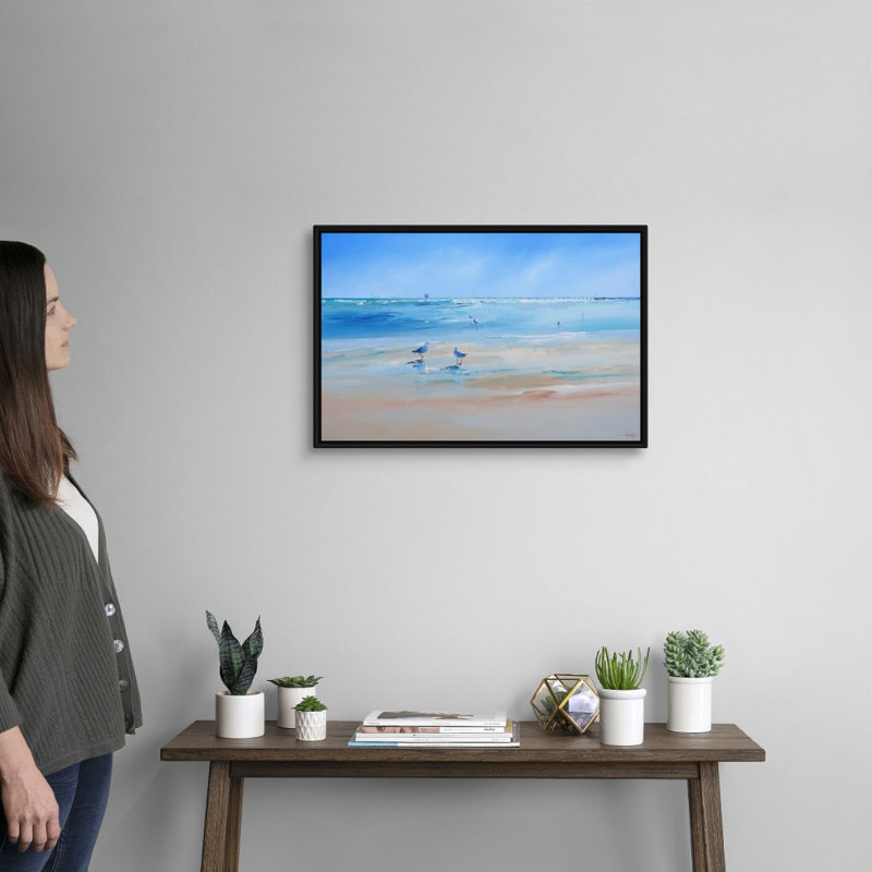 Reproduction d’art sur toile, "Late Gulls" par Craig Trewin Penny, Cadre noir, H 18 po x l 26 po x P 1,75 po