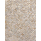 Natural Hide Cowhide Geometric Area Rug in Ivory