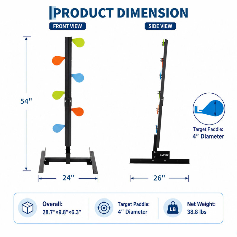 Ensemble de cibles d'arbre de duel AR500 - 6 raquettes en acier de 4 po, Cible de 4 pouces