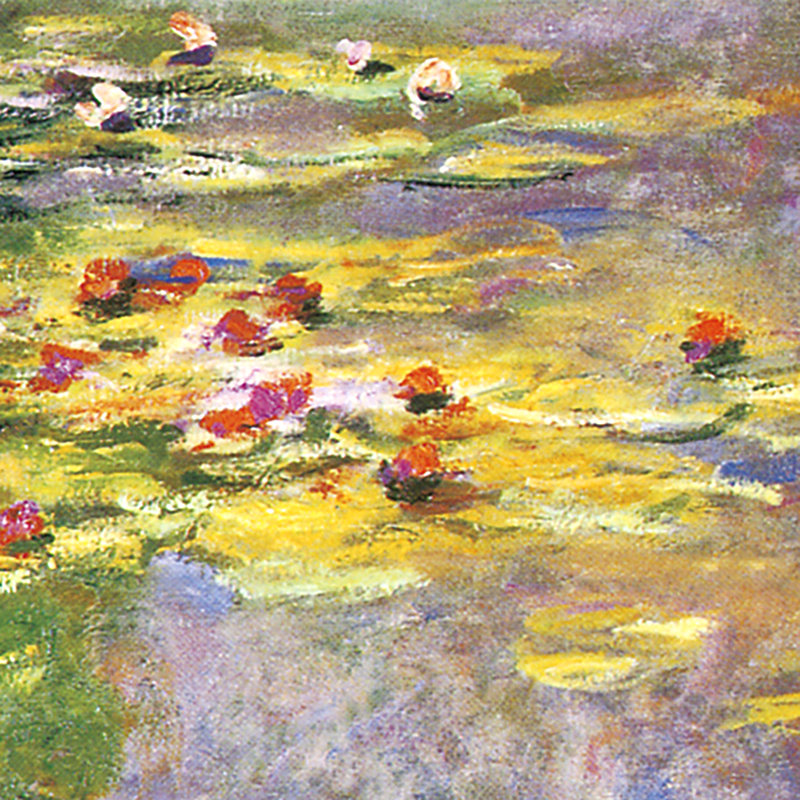Medium Water Lilies Landscape Canvas Painting with Antique Gold Frame