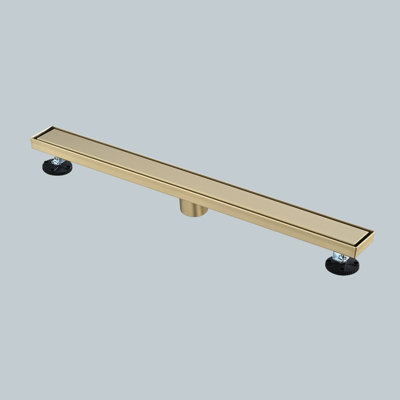 Drain de douche linéaire, drain de plancher rectangulaire en acier inoxydable 304 réglable, avec collecteur de cheveux, pieds réglables