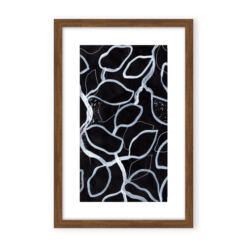 Abstract Tangled by  - Picture Frame Graphic Art on Paper, 24" H x 16" W x 1.125" D, Framed Matted Print, Black