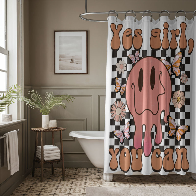 Tramya Checkered Shower Curtain, 74"H x 71"W