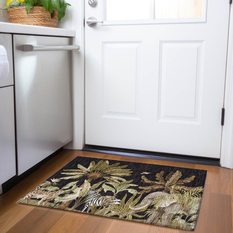 Premium Machine Washable Cerrito AMF203 Midnight Rug, Rectangle 1'8" x 2'6"