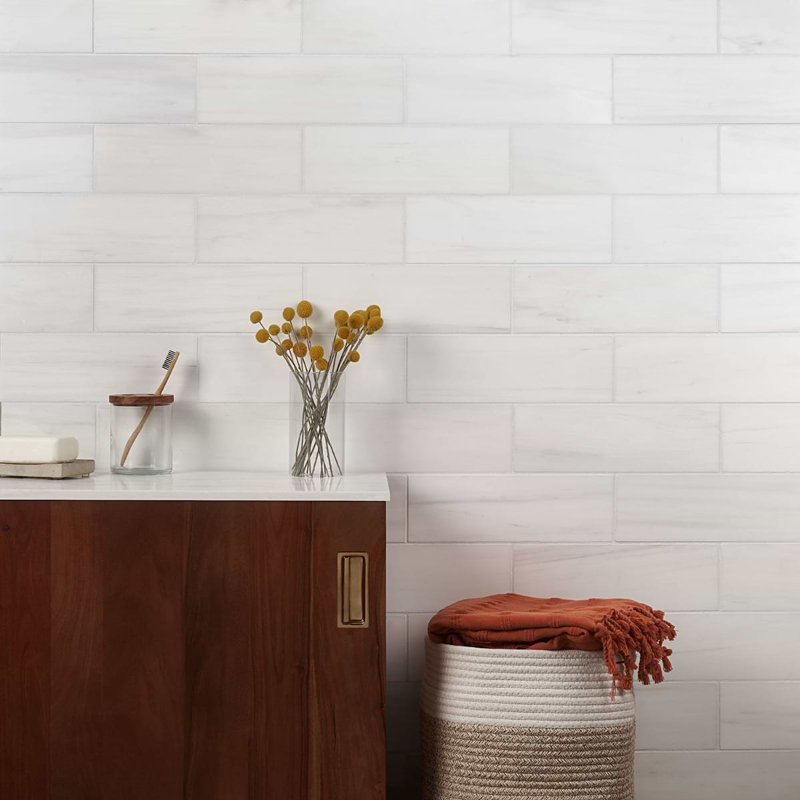 Bianco Dolomite 4x12 Polished Marble Subway Tile